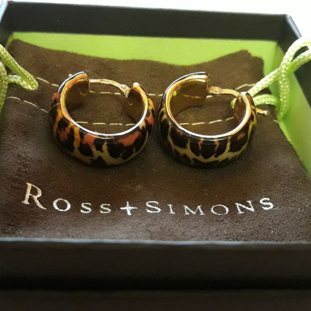 Leopard Print-Enamel Earrings, 18kt over Sterling